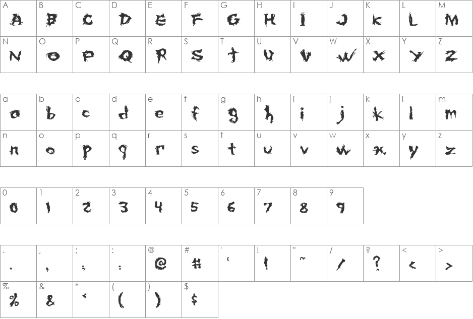 Firehouse font character map preview