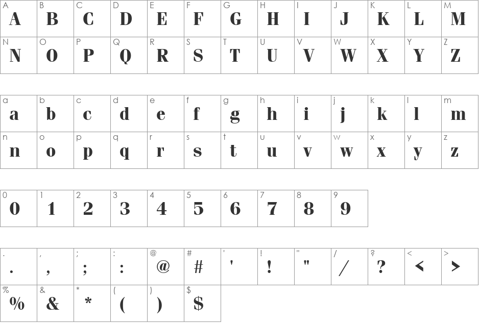 Firenze font character map preview