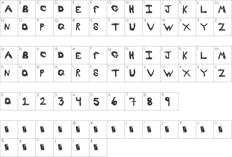FireProof font character map preview