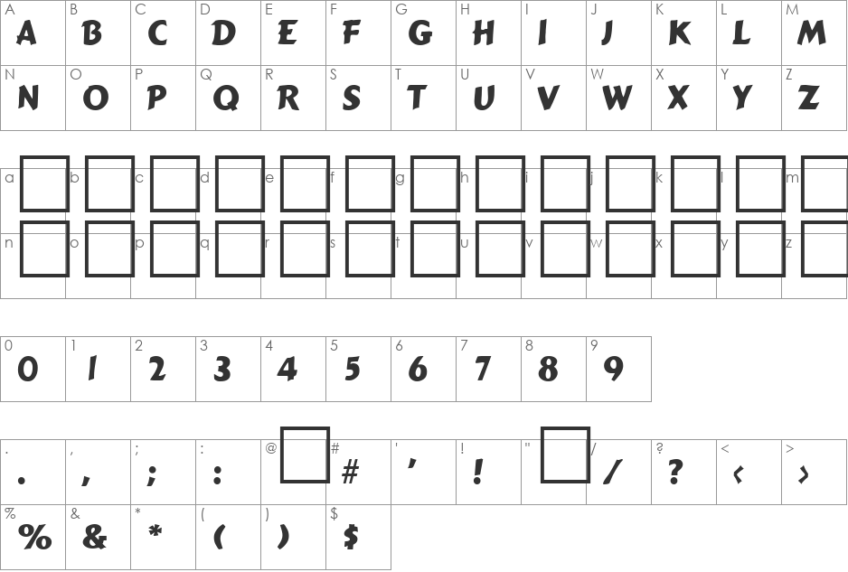 Firestone font character map preview