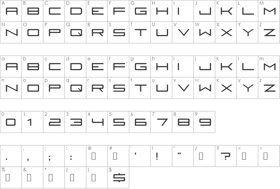 Fireye GF 3 font character map preview