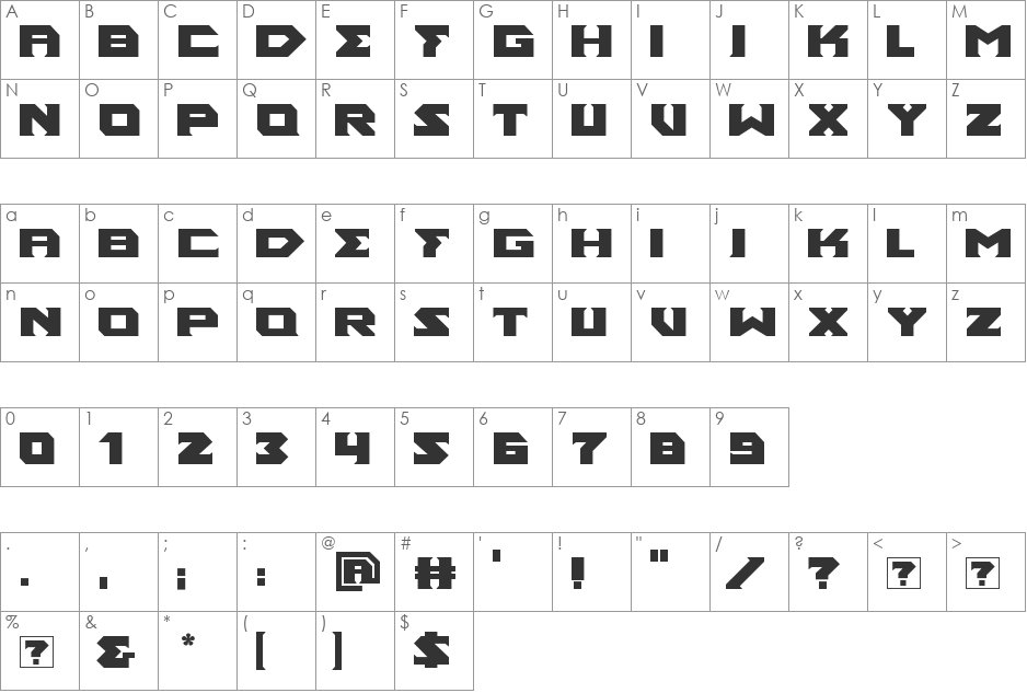 Ancient God font character map preview