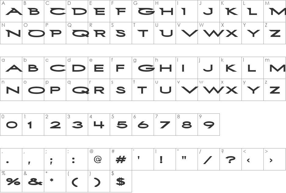 First Blind font character map preview