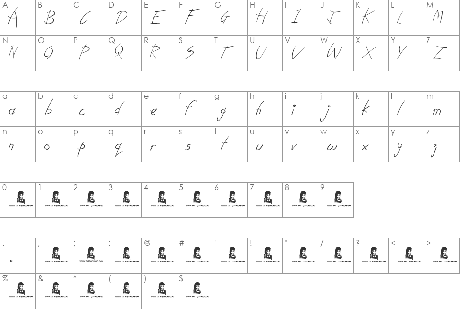 First Grader font character map preview