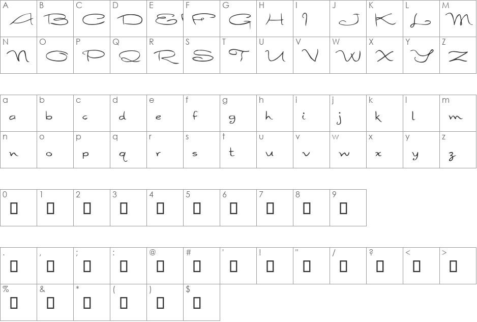 First Impressions font character map preview