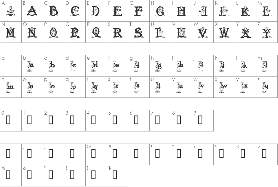 First Kick font character map preview