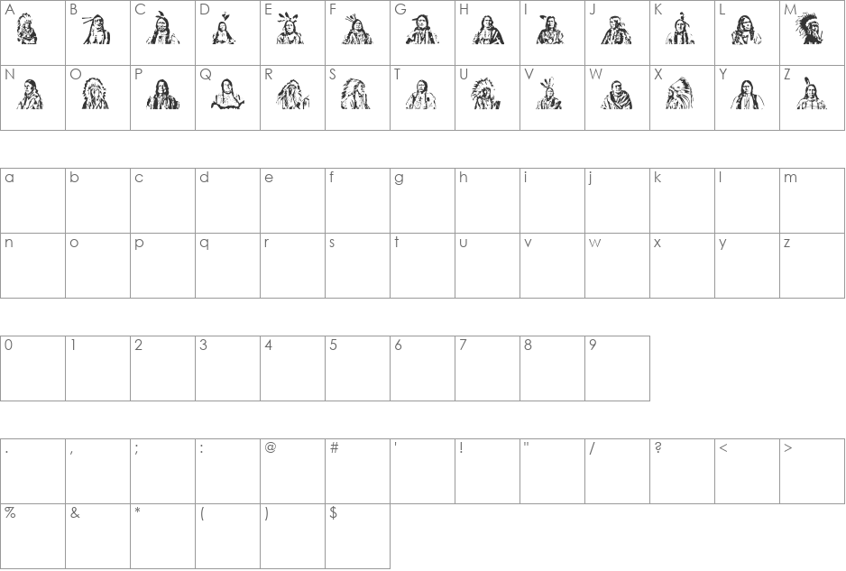 First Nations font character map preview