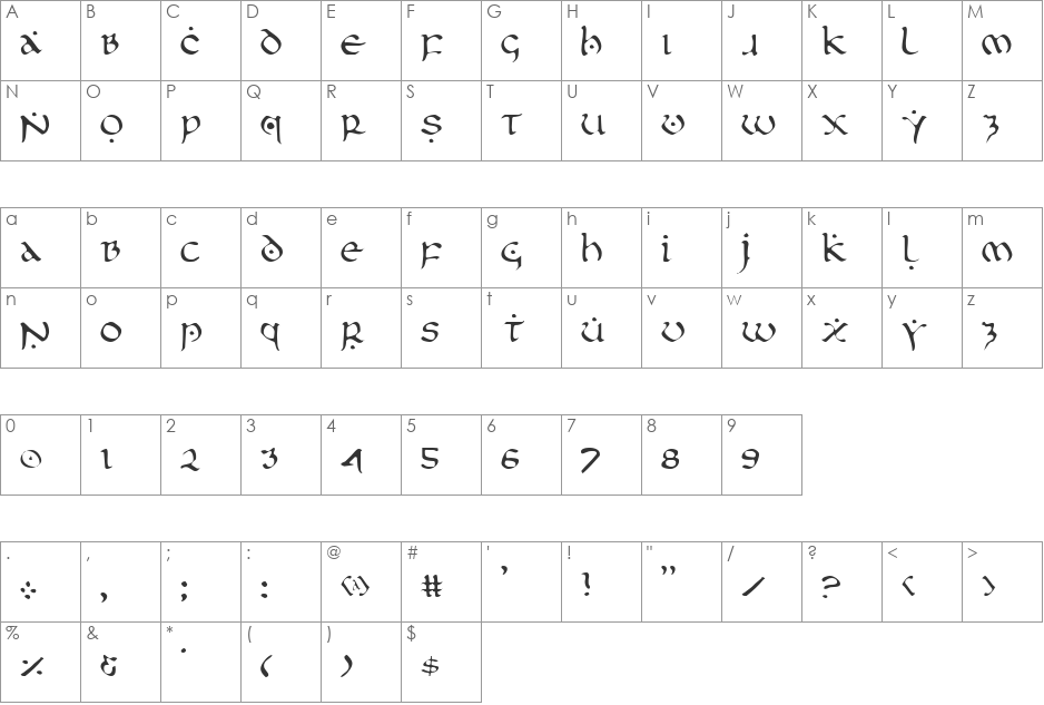 First Order Light font character map preview