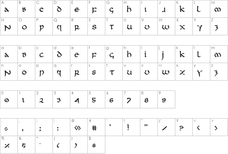 First Order Plain font character map preview