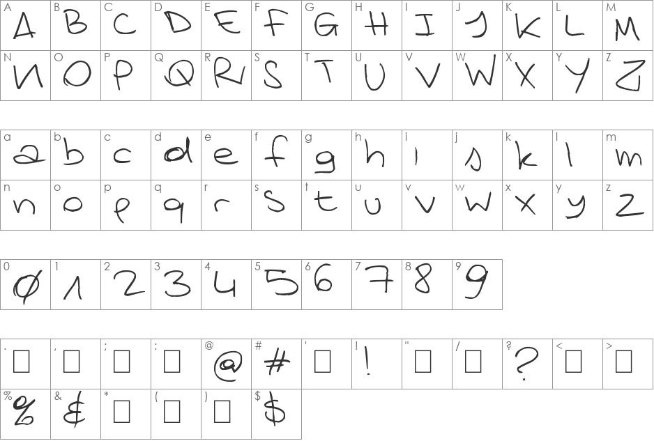First Try font character map preview
