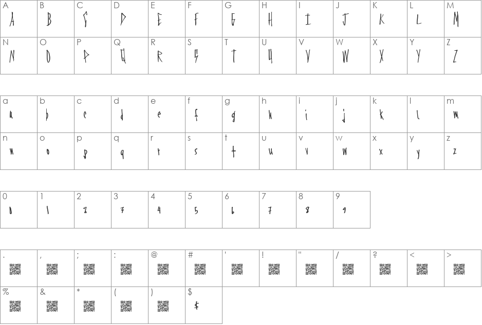 FirstAvenue font character map preview