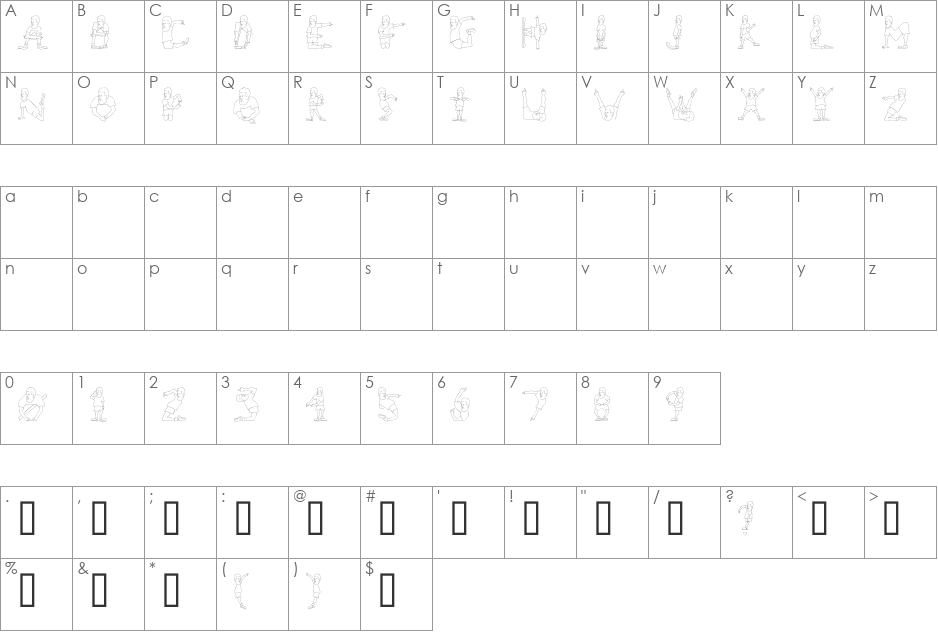 FirstBubba font character map preview