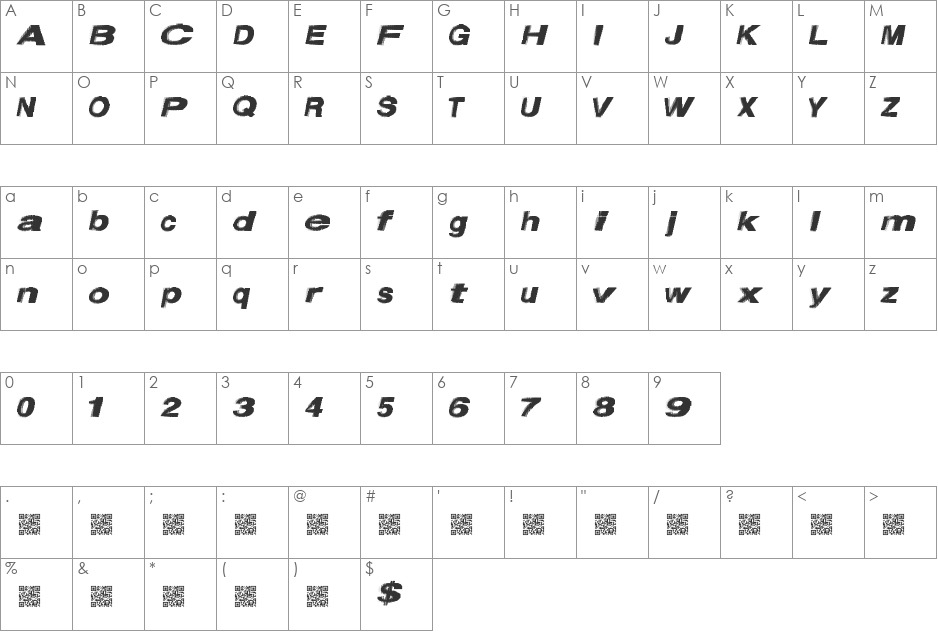 FirstPlace font character map preview