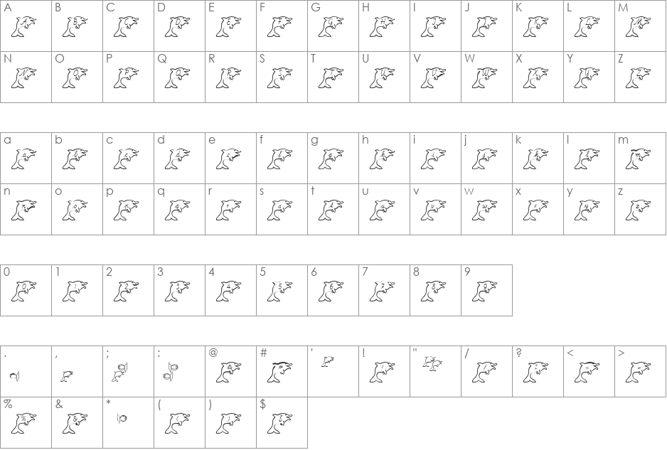 Fishdance Becker font character map preview