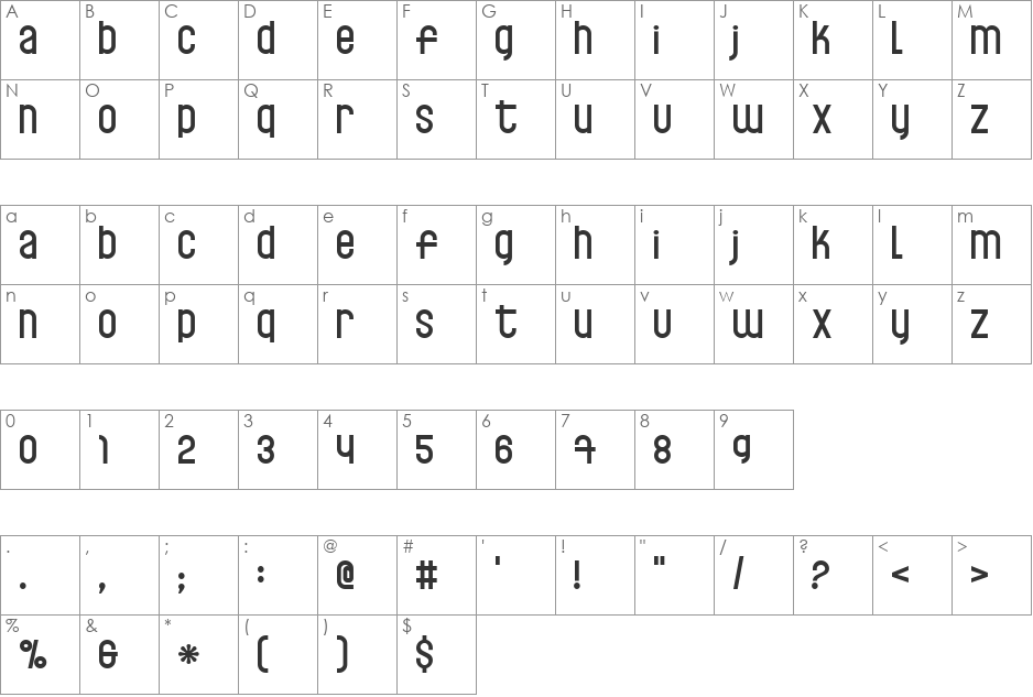 Fishsoup font character map preview