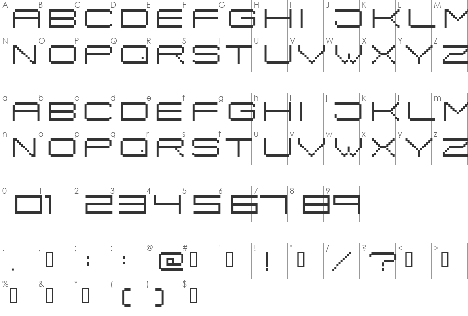Fisk Bitmap Nr2 font character map preview