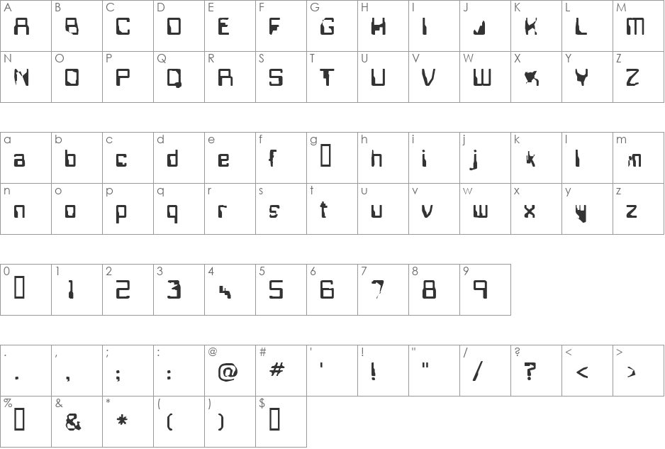 Fisring font character map preview