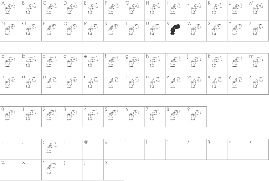 Fistin DF font character map preview