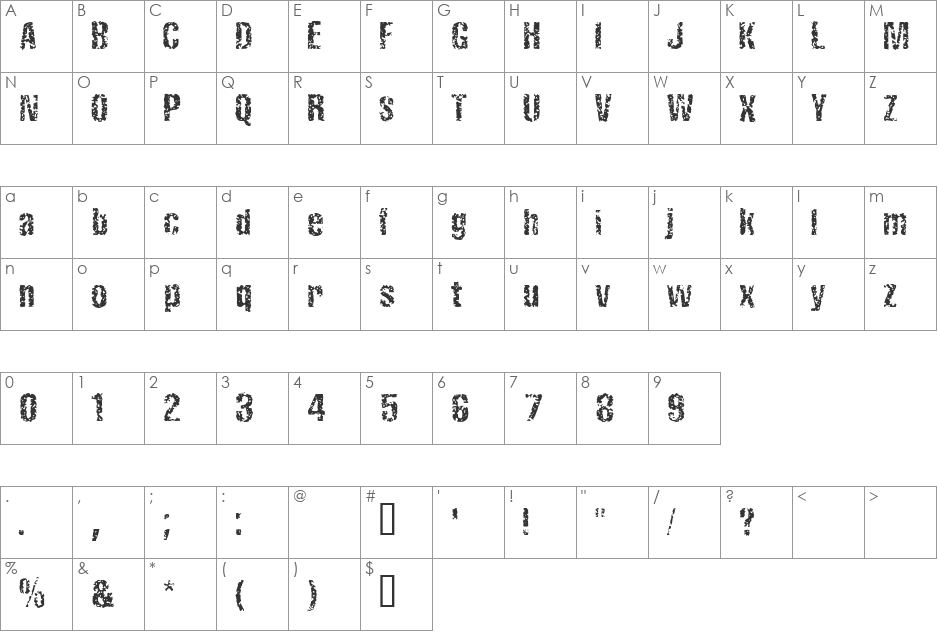 FistroRatted font character map preview