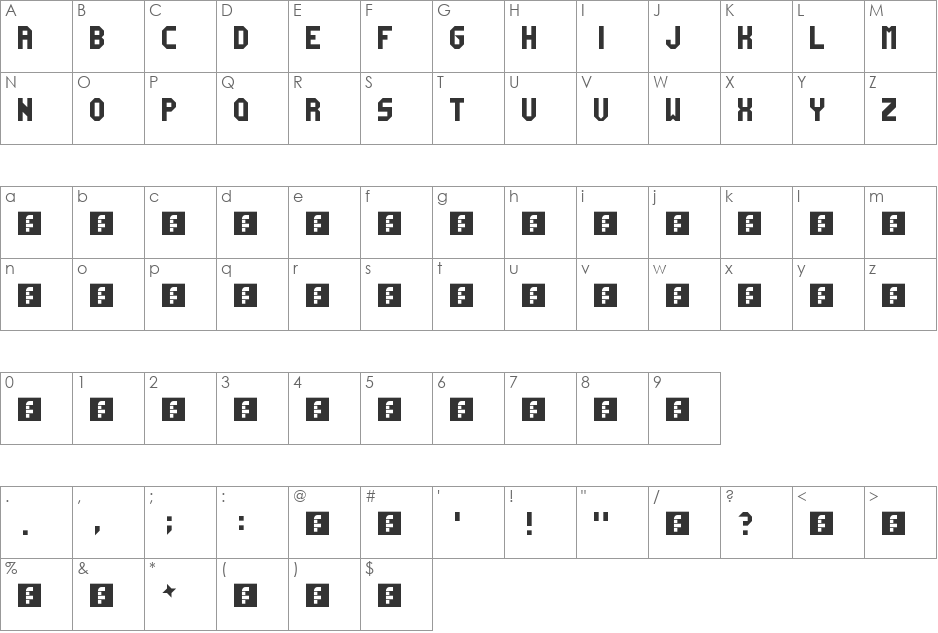 Fith font character map preview