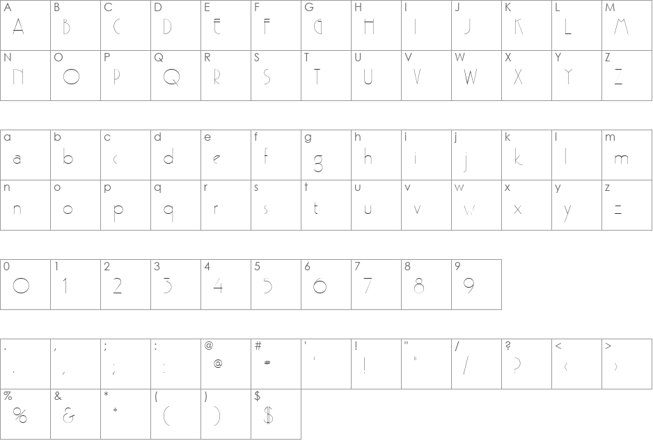 Fitz font character map preview