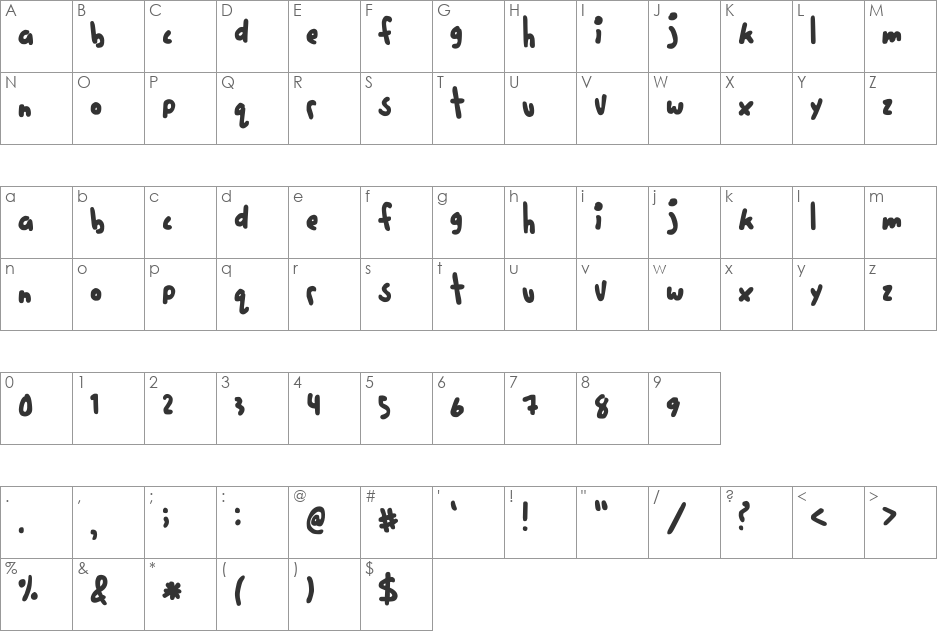 five cents font character map preview