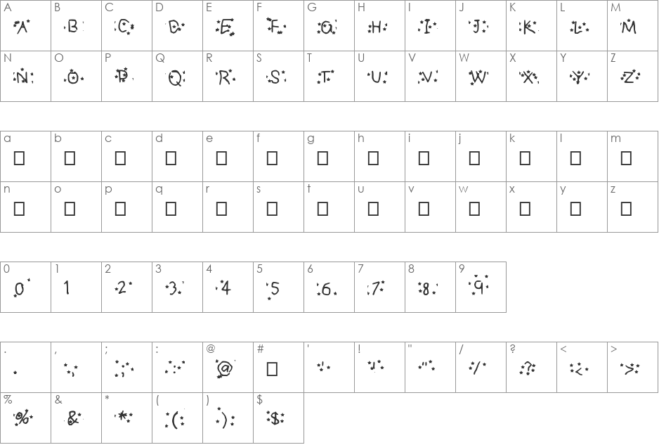 FIVE STAR GENERAL font character map preview