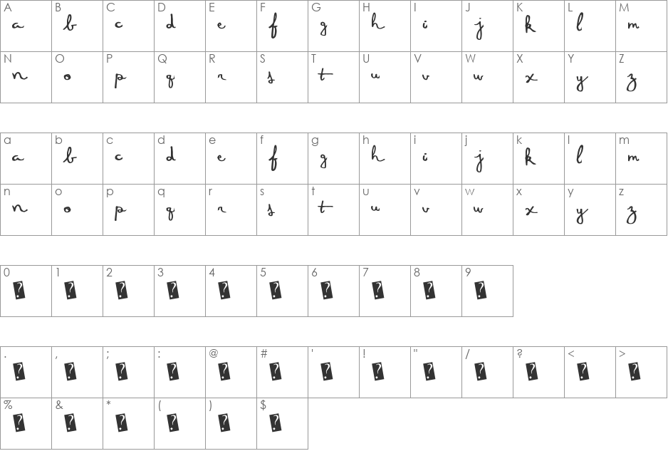 FiveDozen font character map preview