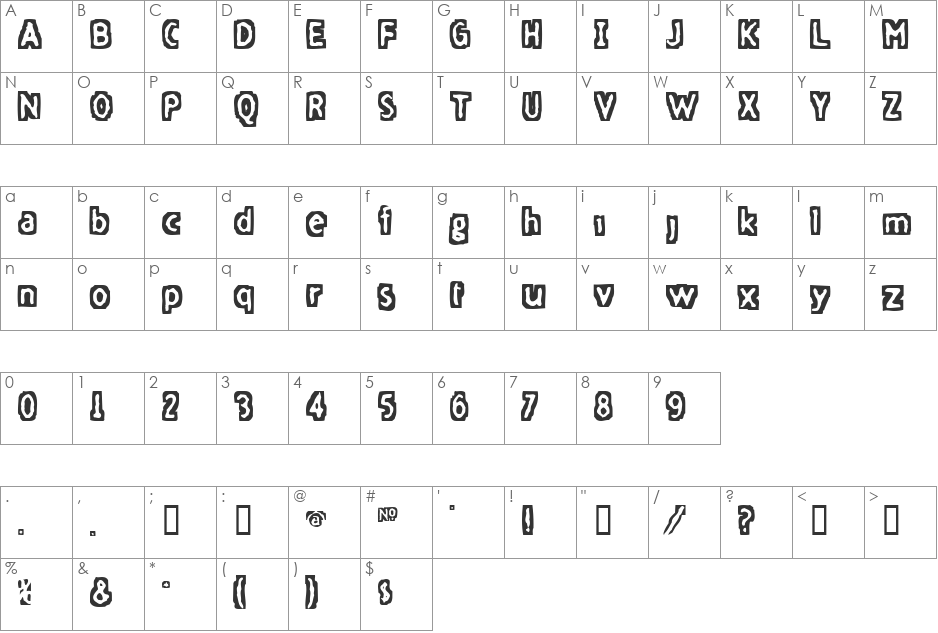 FiveFingerDiscount font character map preview