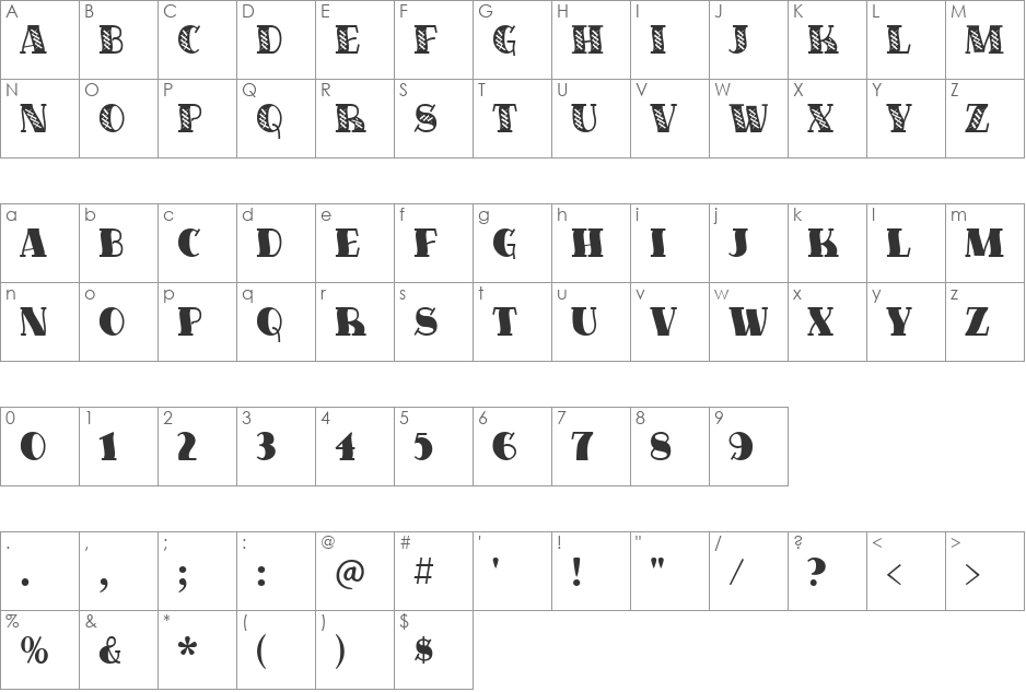 FiveOhOne font character map preview