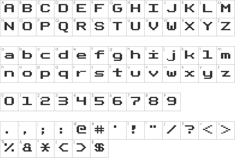 fixed_bold font character map preview