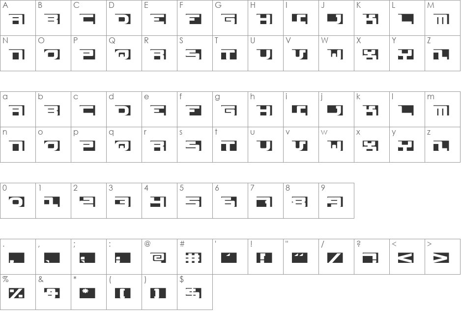 FixFlat font character map preview