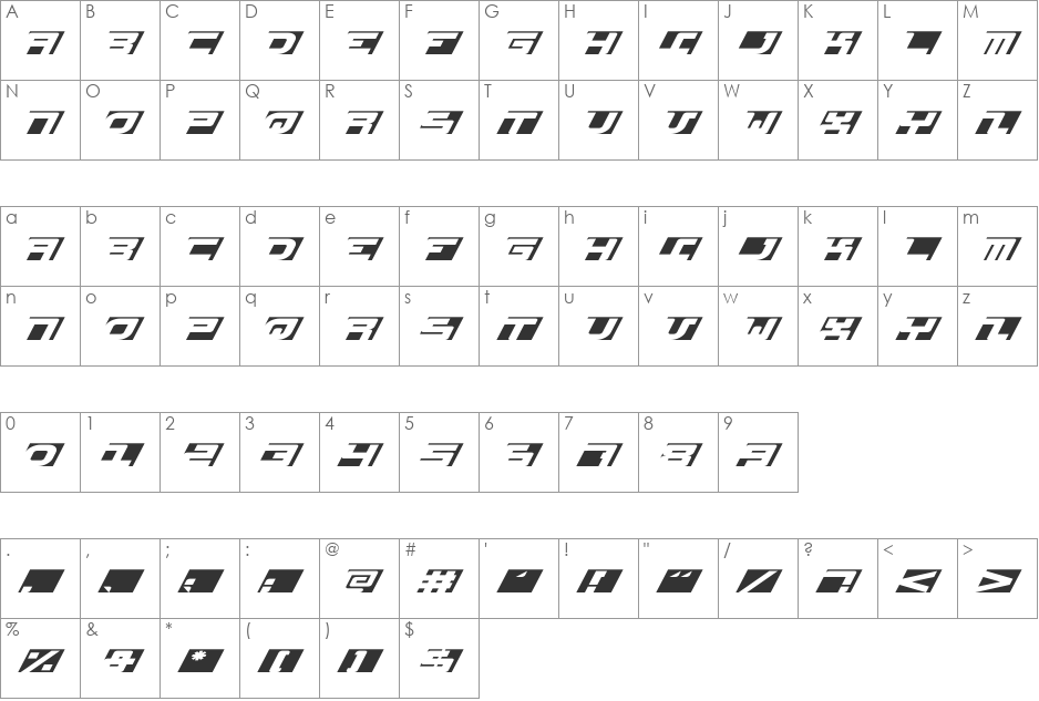 FixFlat font character map preview