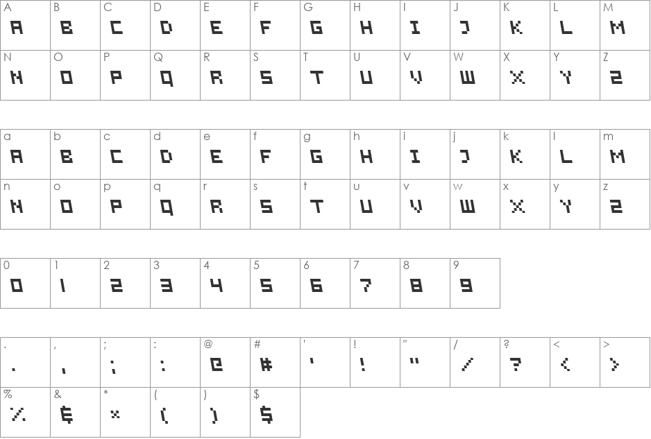 Fixier Oblique font character map preview