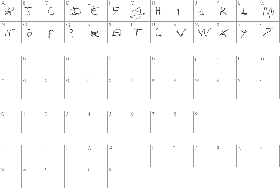 Fixogum font character map preview