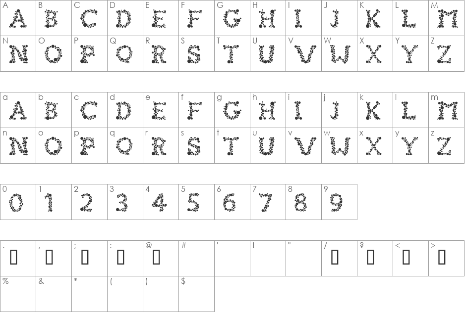 FIZZO font character map preview