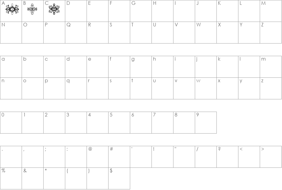 FI_Sample_1 font character map preview