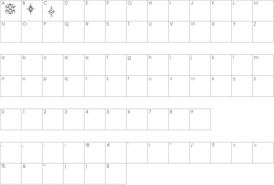 FI_Sample_2 font character map preview