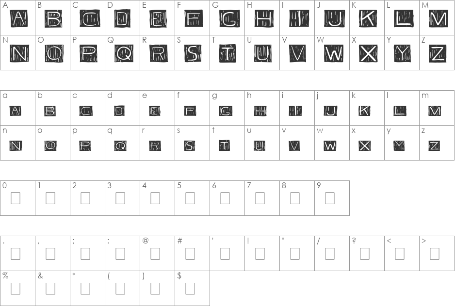 FKafka font character map preview