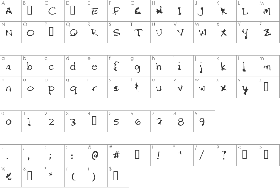 FKR StarLife font character map preview