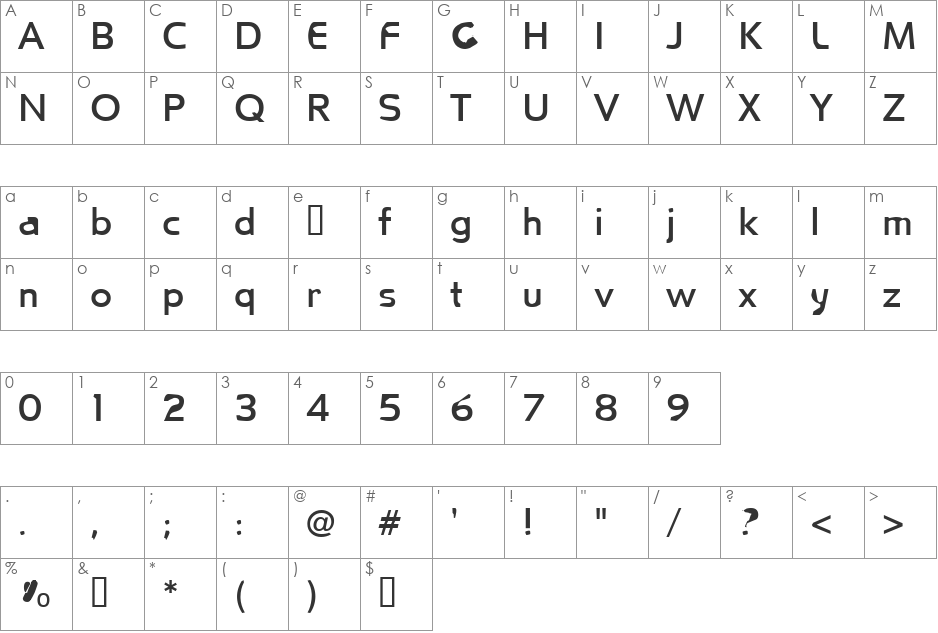 FKR WifeLife font character map preview
