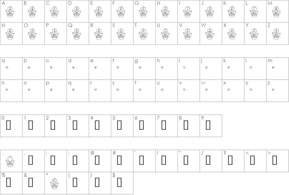 FL Love Plant font character map preview