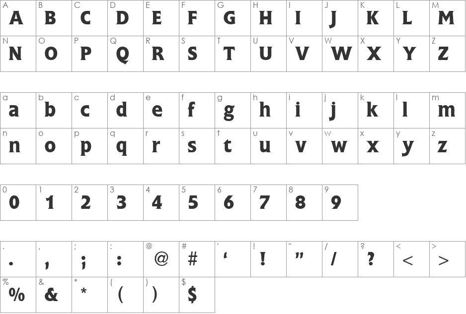 FlagMediumDB font character map preview