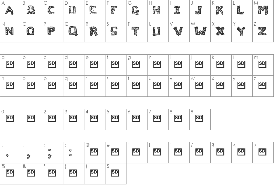 Flak Jacket font character map preview