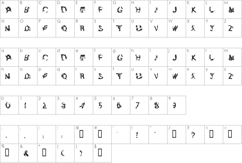 Flake font character map preview