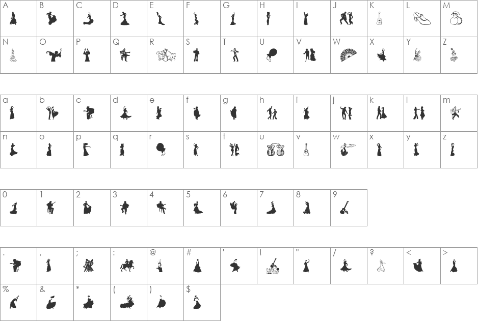 Flamenco font character map preview