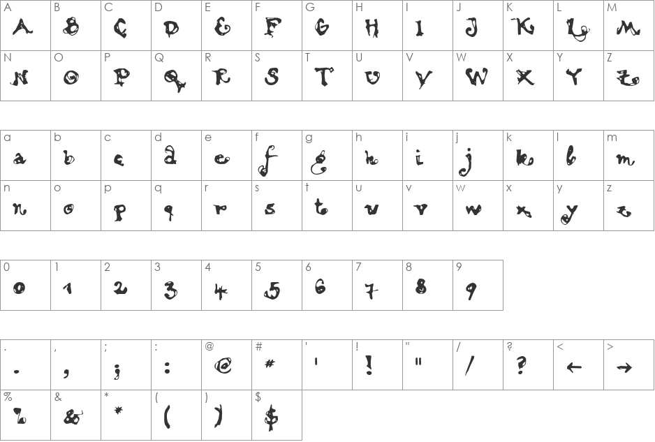 FlamencoBr font character map preview