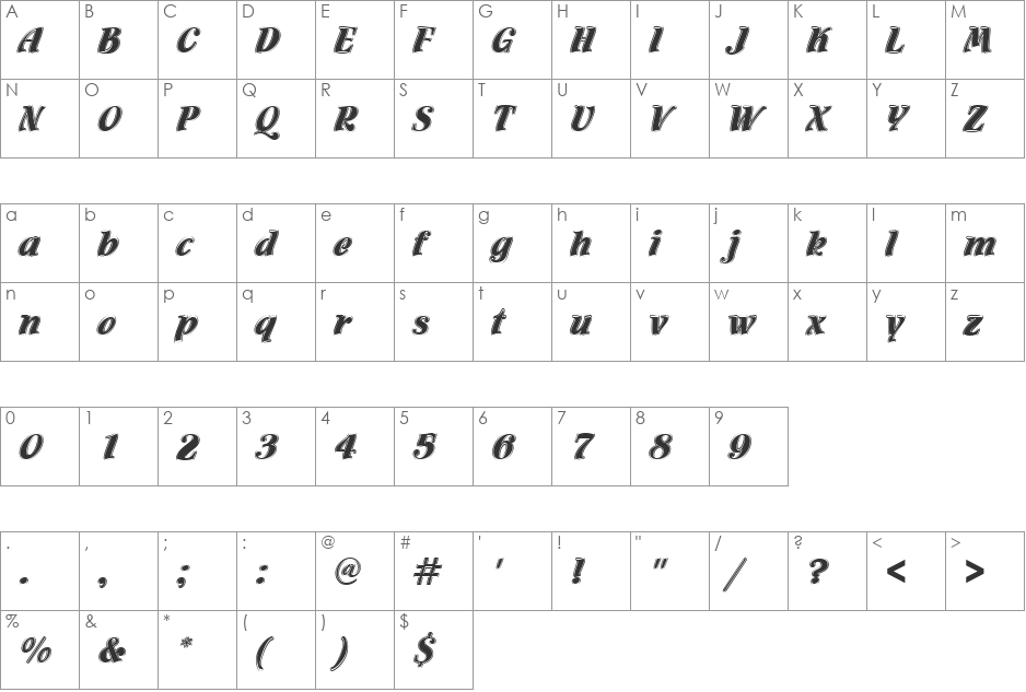 FlamencoInlD font character map preview