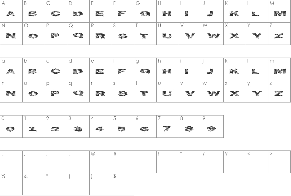 FlameTime font character map preview