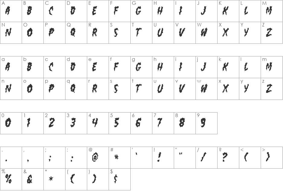 flamin poo font character map preview